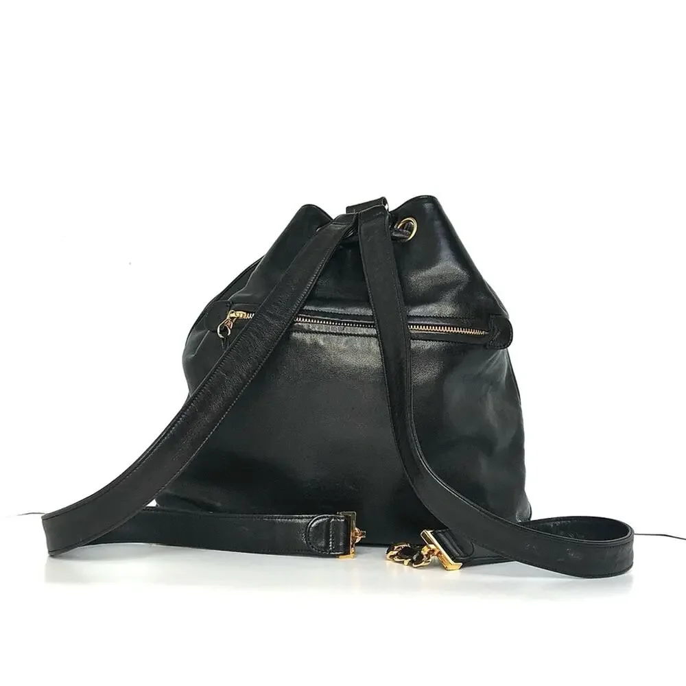 Chanel Gabrielle Lambskin CC Drawstring Dark Brown Backpack Bag - Picture 4 of 10